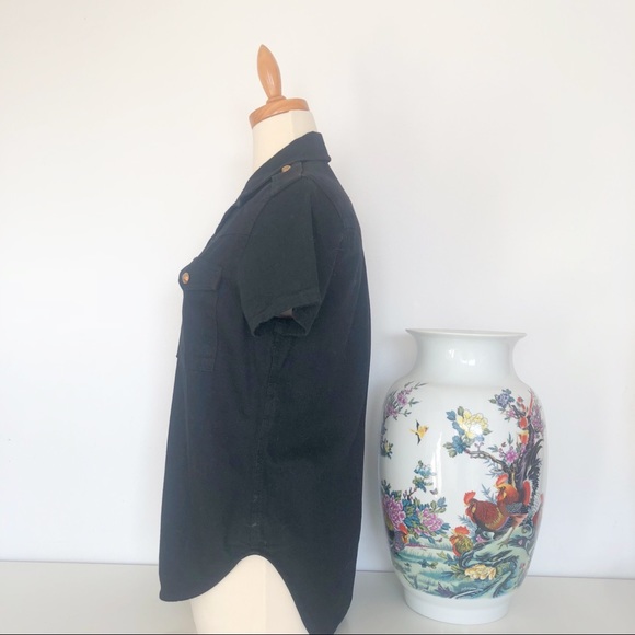 NWT Zara black denim short sleeve shirt sz S - Picture 8 of 11